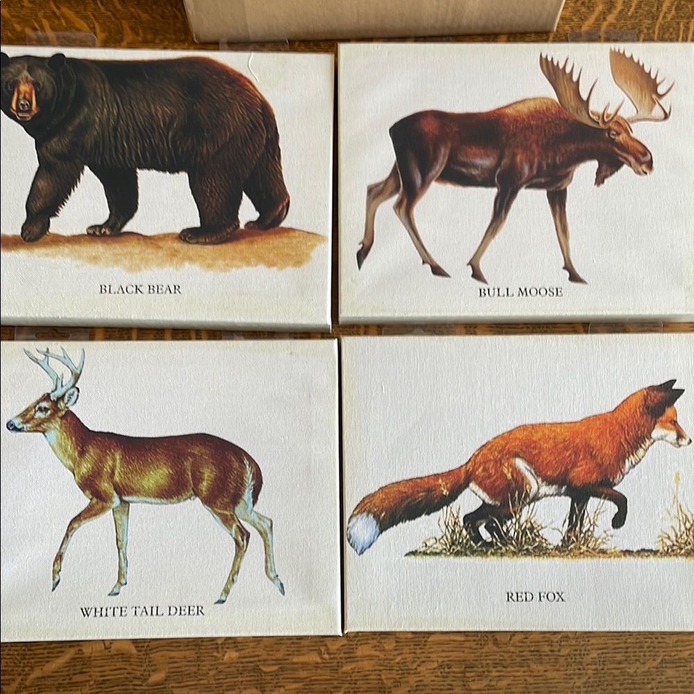Set of four lodge animal canvases. Each measures 8x10